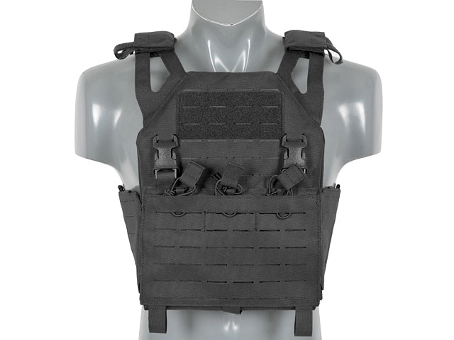 Laser-Cut "Buckle Up" Operator Plate Carrier mit Magazintasche Schwarz AK/RPK M4/M16