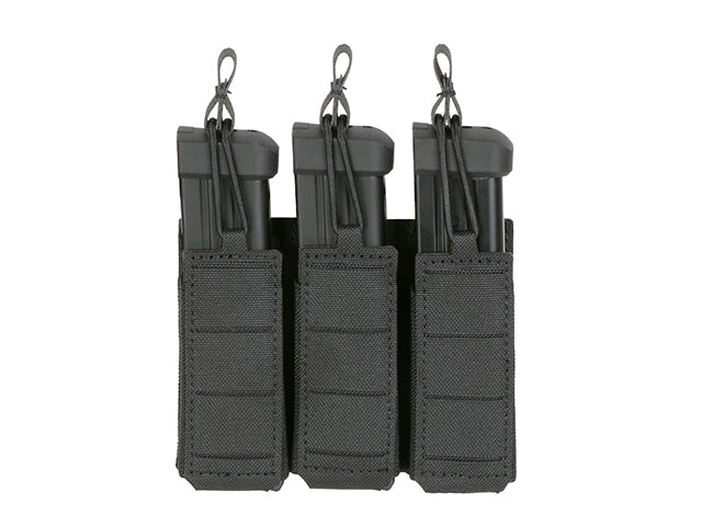 Triple Elastic Pistol Magazine Pouch Laser-cut - Black
