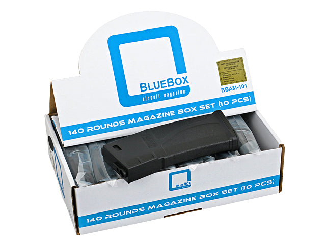 Guarder M4/AR15 BLUEBOX 10er-Set 1er-Set Polymer Mid-Cap-Magazin 140 BBs Schwarz