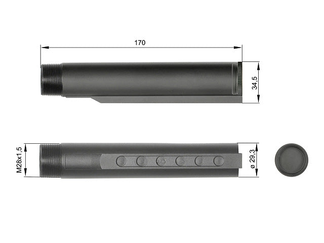 Anbauteil Receiver Extension (M4 Buffer Tube) 3