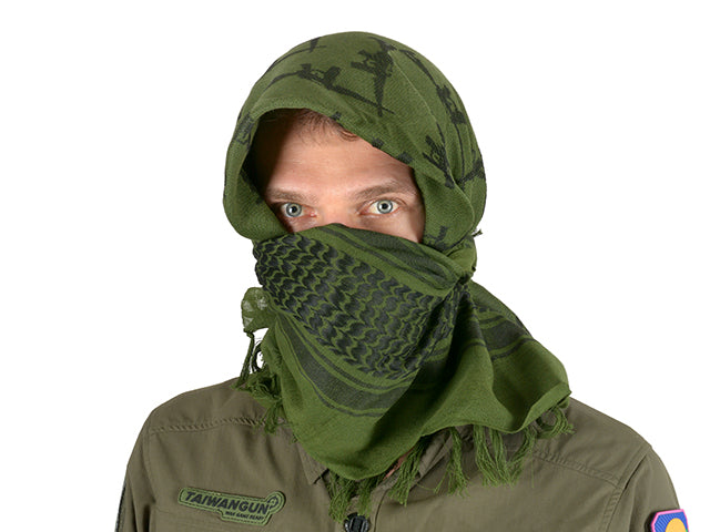 Gear-Zubehör Pirate Skull Pattern Shemagh Scarf - Oliv 3