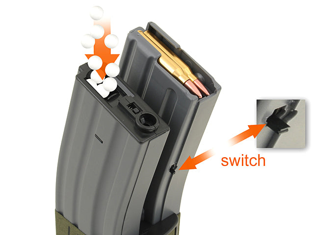 1000 BBs Electric Dual-Magazin long für M4/M16 (rechargeable) - Grau [BattleAxe] 4