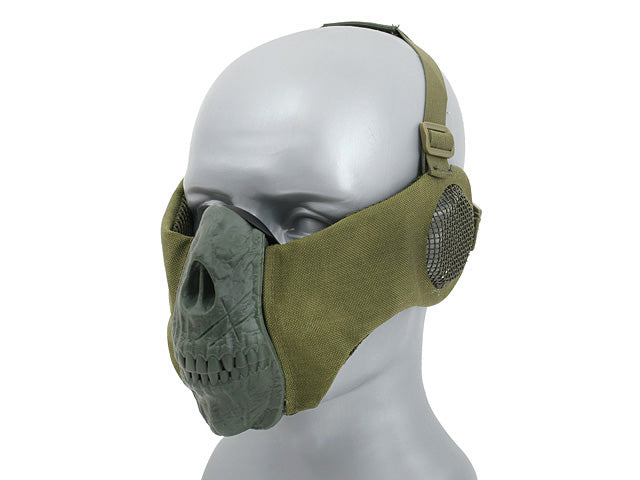 Half Face SKULL FACE Maske (PROTECTION EAR VERSION) - Oliv [CS] 2