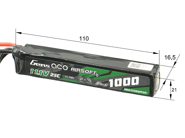 Gens Ace 25C 1000mAh 3S1P 11.1V Airsoft LiPo Akku Gens ace G-Tech Tamiya 2