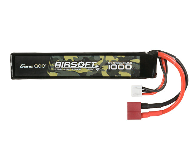 Gens Ace 25C 1000mAh 2S1P 7.4V Airsoft LiPo Akku T-Plug 1