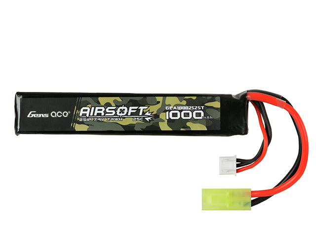 Gens Ace 25C 1000mAh 2S1P 7.4V Airsoft LiPo Akku mini Tamiya 1