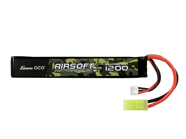Gens Ace 25C 1200mAh 2S1P 7.4V Airsoft LiPo Akku mini Tamiya 1