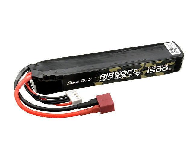 Gens Ace 25C 1500mAh 3S1P 11.1V Airsoft LiPo Akku T-Plug 1