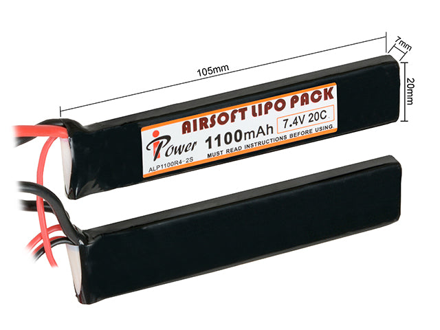 Akku LiPo 1100mAh 7,4V 20C [IPower] 2