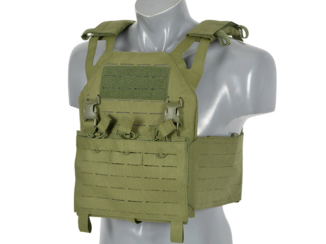 Laser-Cut "Buckle Up" Operator Plate Carrier mit Magazintasche Oliv AK/RPK M4/M16