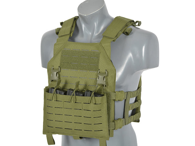 Laser-Cut “Buckle Up" Assault Plate Carrier mit AR15/AK Magazintasche — Oliv [8Fields] 7