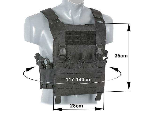 Laser-Cut “Buckle Up" Recon Plate Carrier mit AR15/AK Magazintasche — Schwarz [8Fields] 3