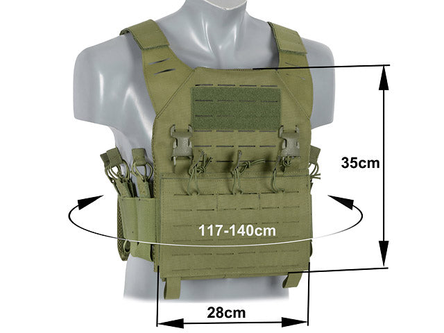 Laser-Cut “Buckle Up" Recon Plate Carrier mit AR15/AK Magazintasche — Oliv [8Fields] 3