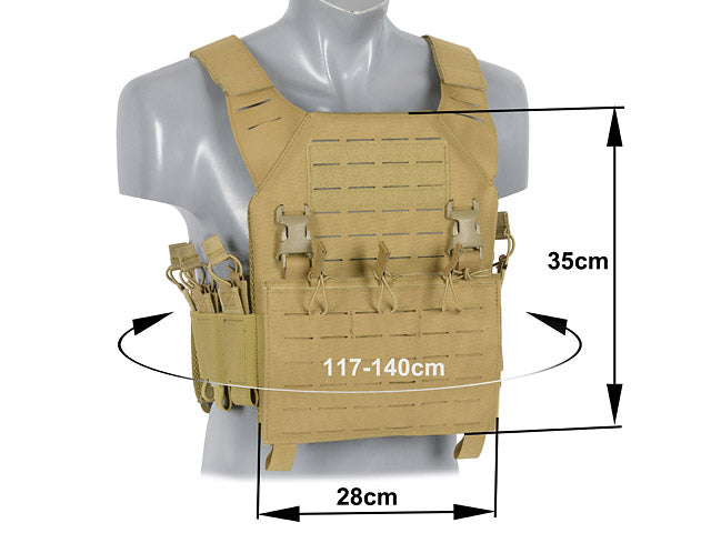 Laser-Cut “Buckle Up" Recon Plate Carrier mit AR15/AK Magazintasche — Coyote [8Fields] 3