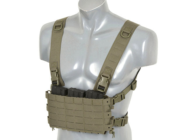 Chest Rig Kompakt - Buckle-up, MOLLE Laser-Cut - Ranger Grün [8FIELDS] 7