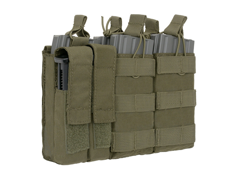 Dreifach 5.56 Mag/Pistole Taschen-Panel (5 plus 2) - Oliv 2