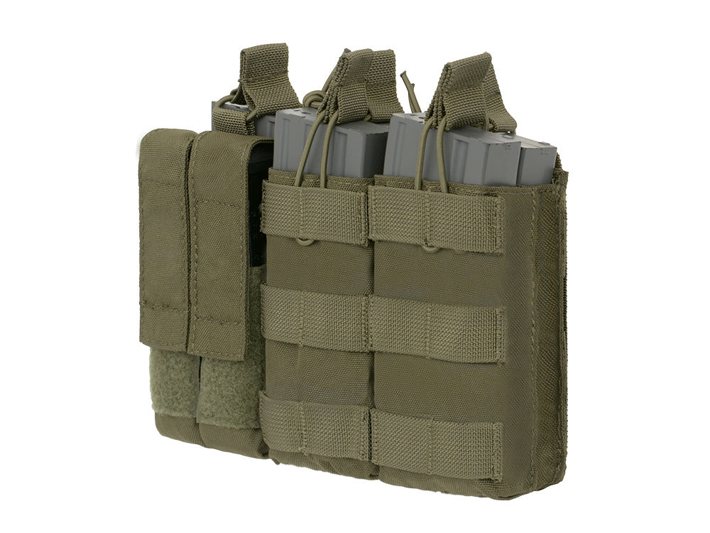 Dreifach 5.56 Mag/Pistole Taschen-Panel (5 plus 2) - Oliv 3