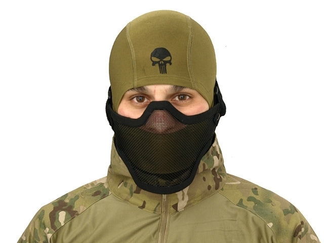 Stahl-Mesh-Halbmaske V.1 - Oliv/Skull [WOSPORT] 4