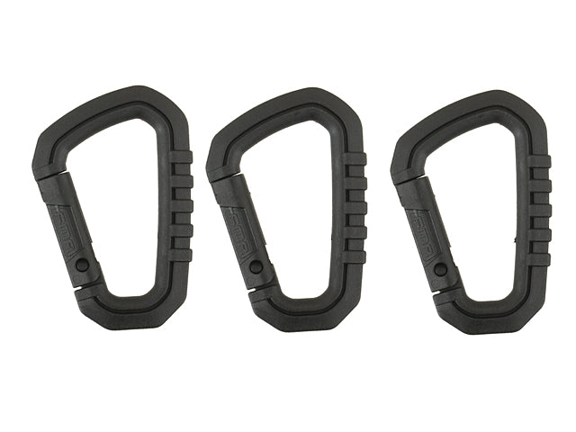 Nylon Carabiner Set Black - 3 pcs