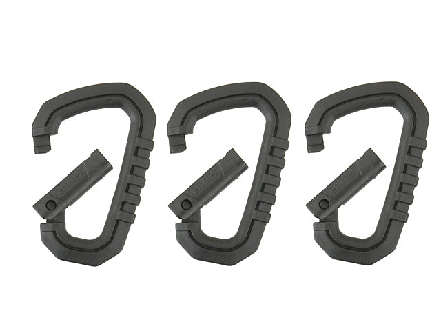 Nylon Carabiner Set Black - 3 pcs