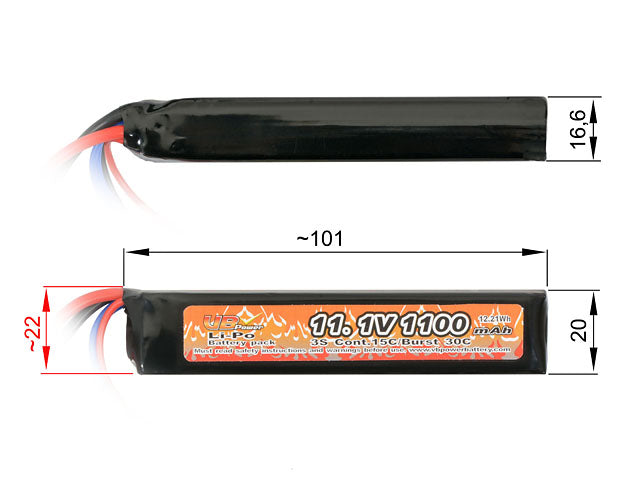 Akku LiPo 1100mAh 11,1V 15/30C - T-Stecker [VB]