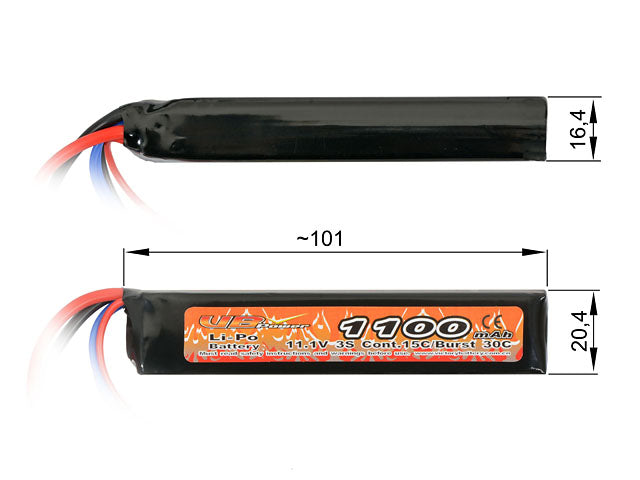 Akku LiPo 1100mAh 11,1V 15/30C [VB]