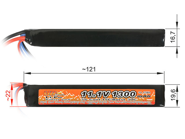 LiPo-Akku 1300 mAh 11,1 V 15/30C