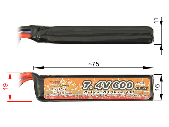 LiPo-Akku 600 mAh 7,4 V 20C T-Stecker