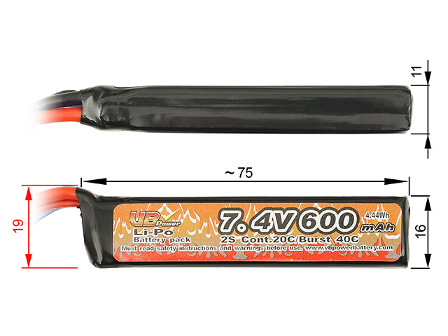 LiPo-Akku 600 mAh 7,4 V 20C Tamiya