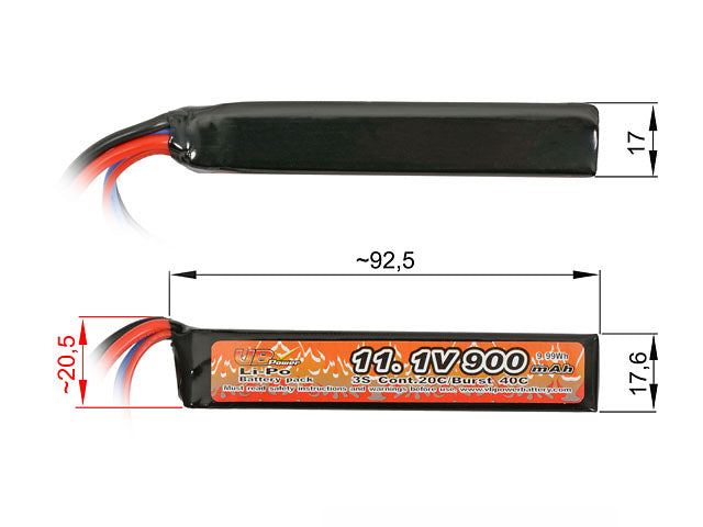 LiPo-Akku 900 mAh 11.1 V 20/40C