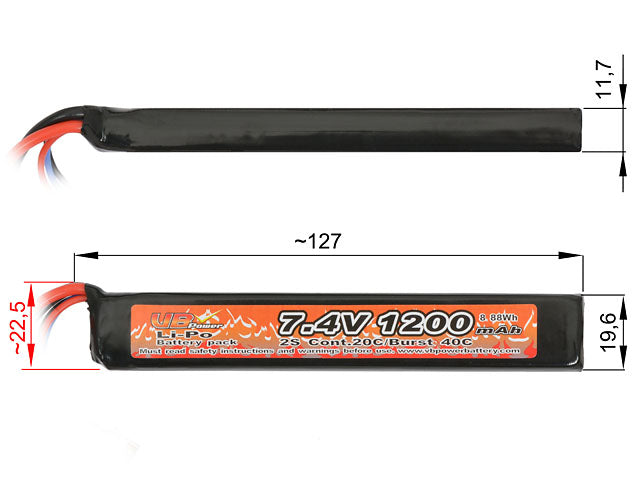 Akku LiPo 1200mAh 7,4V 20/40C - T-Stecker [VB]
