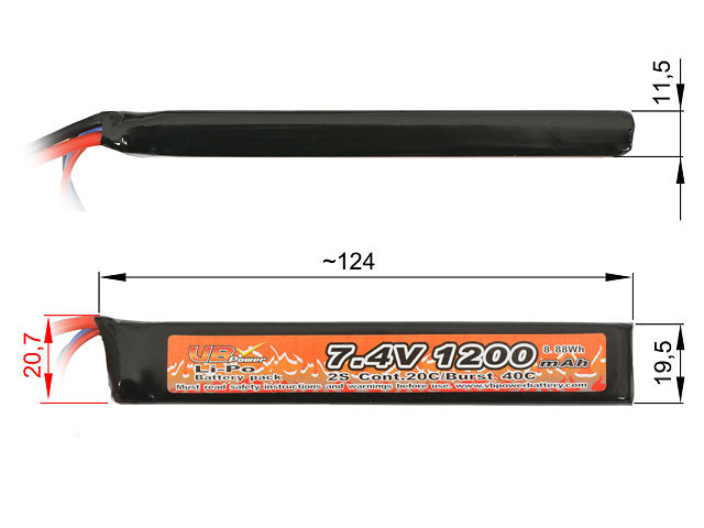 Battery Li-Po 1200mAh 7,4V 20/40C [VB] 2