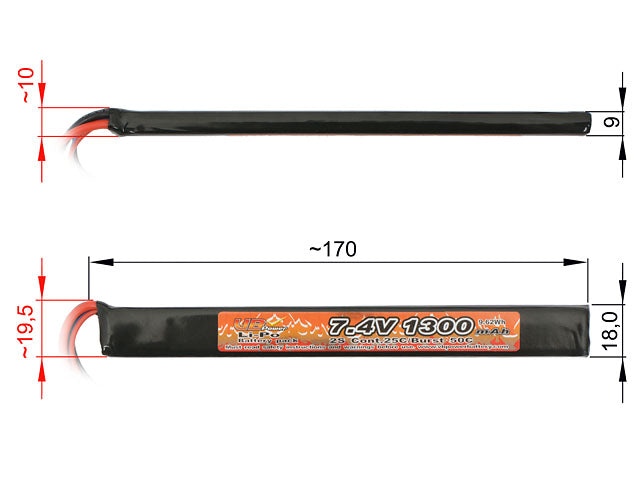 LiPo-Akku 1300 mAh 7.4 V 25/40C