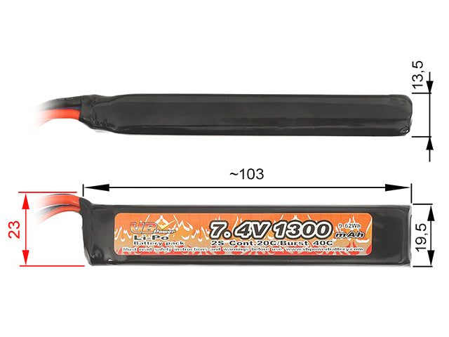 Akku LiPo 1300mAh 7,4V 20/40C [8FIELDS] 2