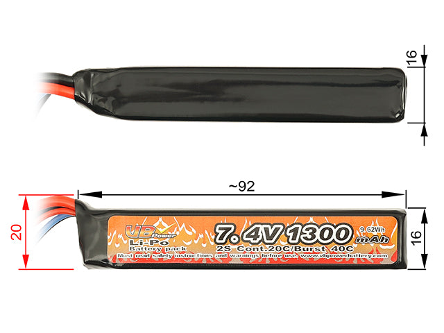 Victory Battery LiPo-Akku 1300 mAh 7.4 V 20/40C