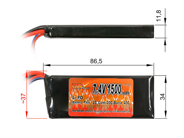 LiPo-Akku 1500 mAh 7,4 V 20/40C