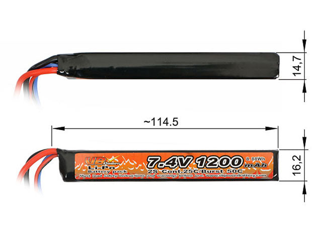 Battery Li-Po 1200mAh 7,4V 25/40C - T-connector [VB] 2