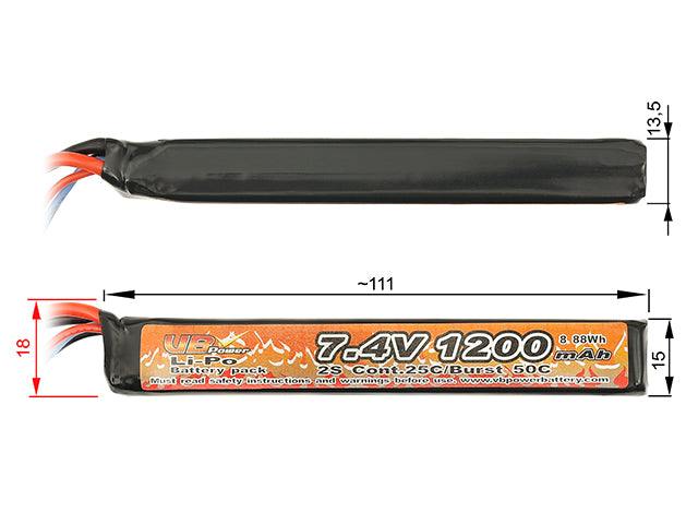 Akku LiPo 1200mAh 7,4V 25/40C [VB] 2
