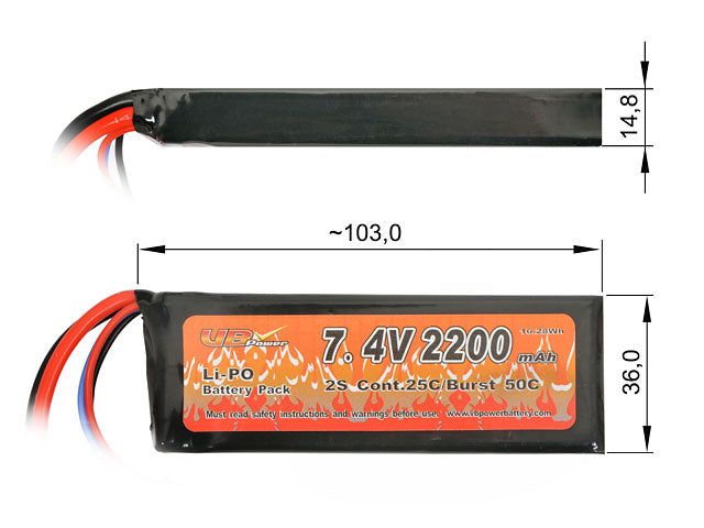 LiPo-Akku 2200 mAh 7,4 V 25/40C