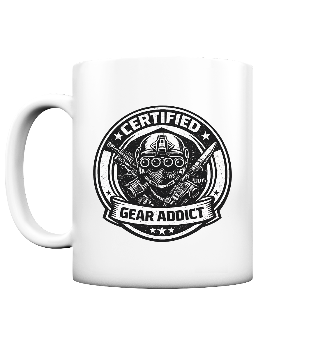 Certified Gear Addict - Tasse matt als Airsoft Tasse mit Motiv