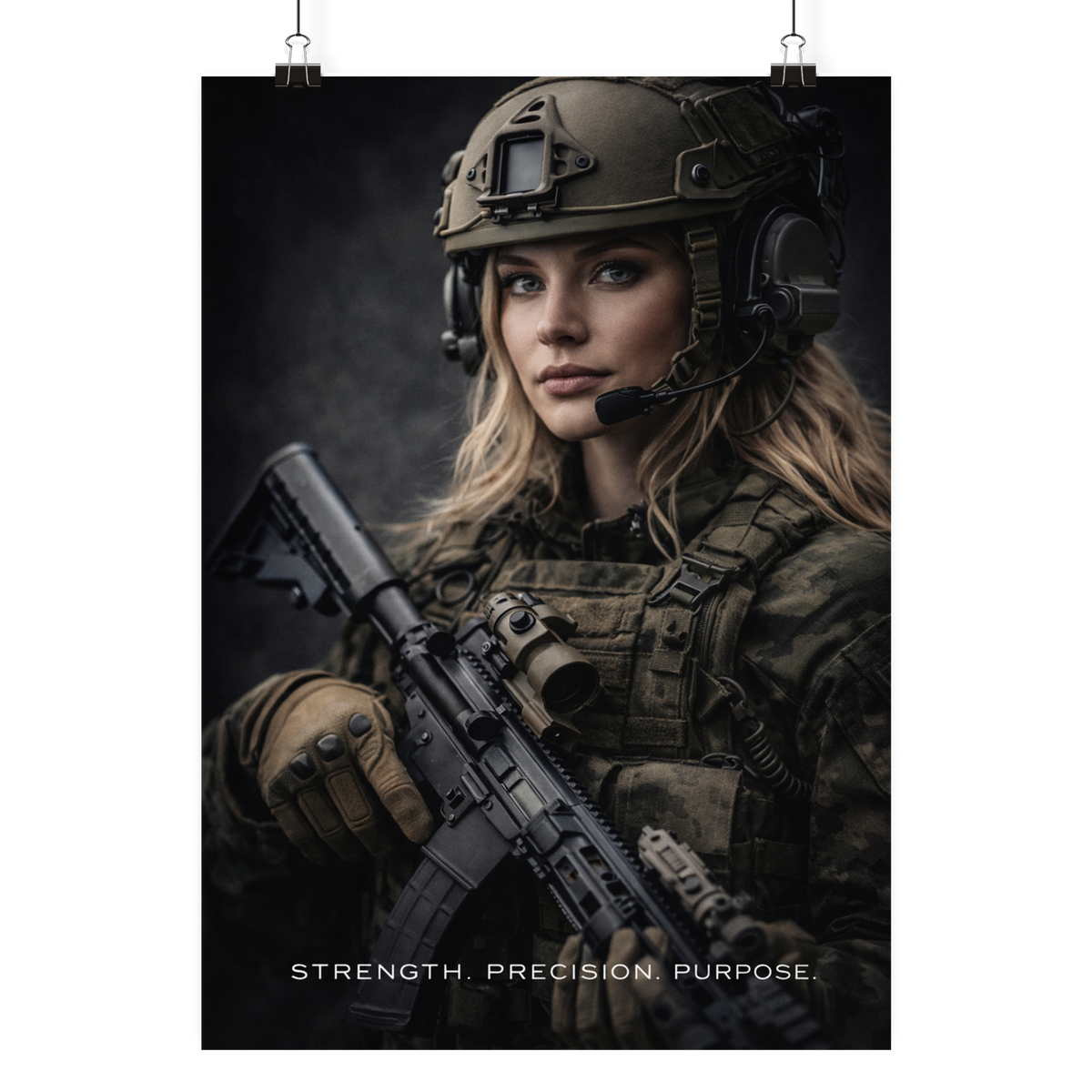 Strength. Precision. Purpose - Poster Din A4 (hoch) als Airsoft Poster im DIN-Format