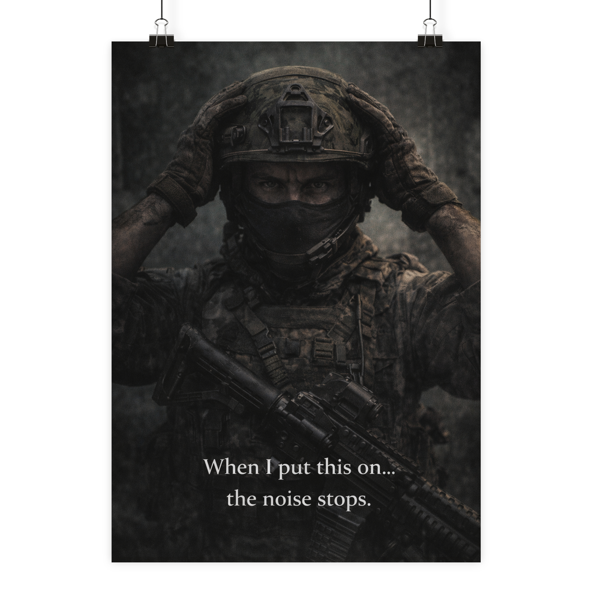 The noise stops. - Poster Din A1 (hoch) als Airsoft Poster im DIN-Format